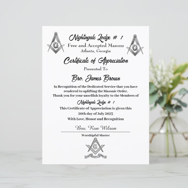 Frivilligcertifikat för uppskattning (Stående Fram)