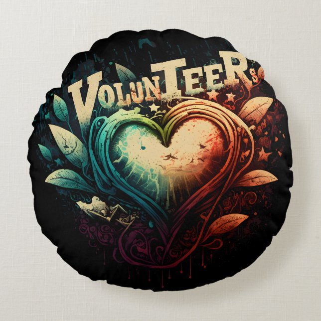 Frivilligt hjärta rund kudde (Framsidan)