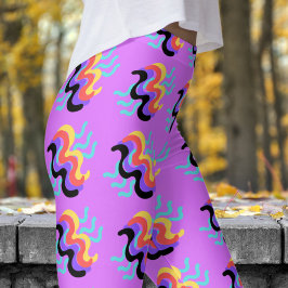 Frivolous Blue Finger Paint Mönster Leggings
