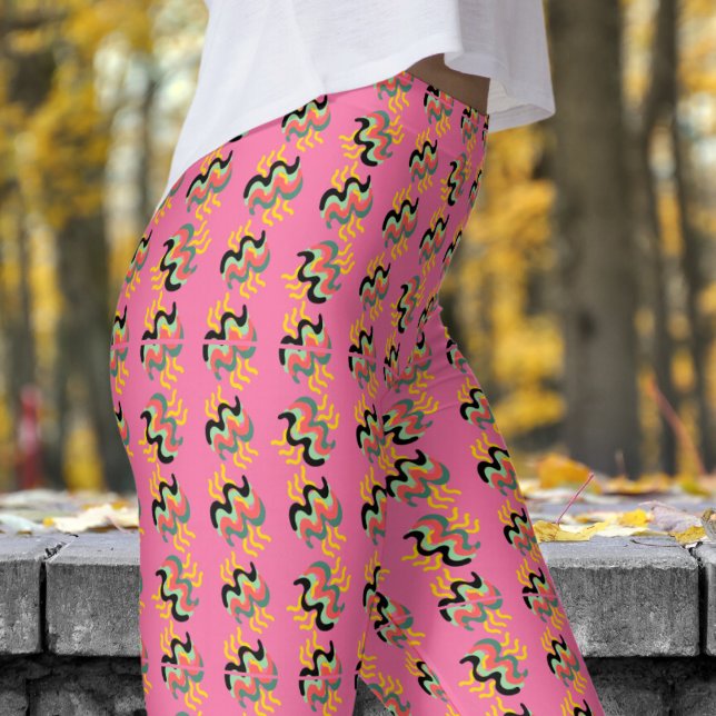 Frivolous Cyclamen Rosa Finger Paint Mönster Leggings (Finger Paint on Cyclamen)