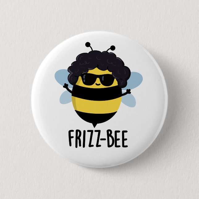 Frizz-Bee Funny Afro Bee Pun Knapp (Framsida)