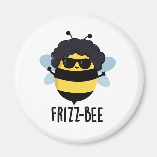 Frizz-Bee Funny Afro Bee Pun Magnet (Framsidan)