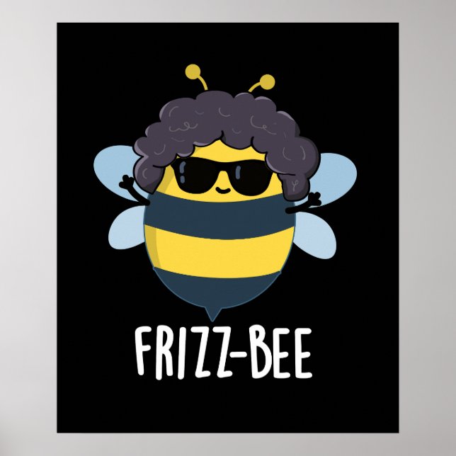 Frizz-Bee Funny Afro Bee Pun Mörk BG Poster (Framsidan)