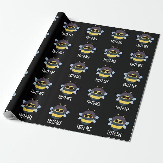 Frizz-Bee Funny Afro Bee Pun Mörk BG Presentpapper (Utrullad)