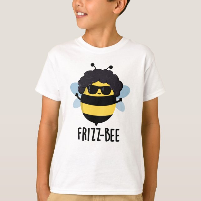 Frizz-Bee Funny Afro Bee Pun T Shirt (Framsida)