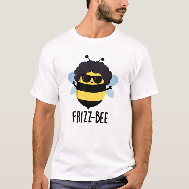 Frizz-Bee Funny Afro Bee Pun T Shirt (Framsida)