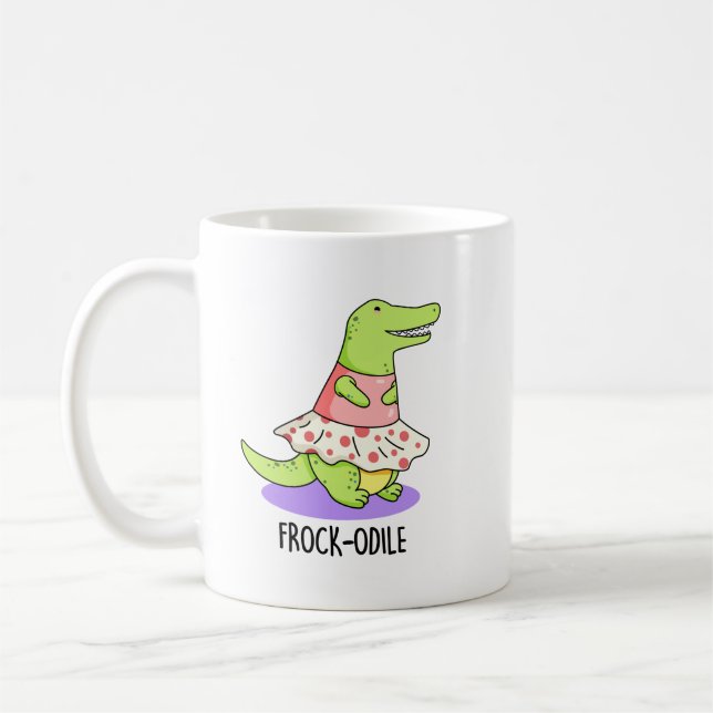 Frock-odile Funny Crocodile Pun Kaffemugg (Vänster)