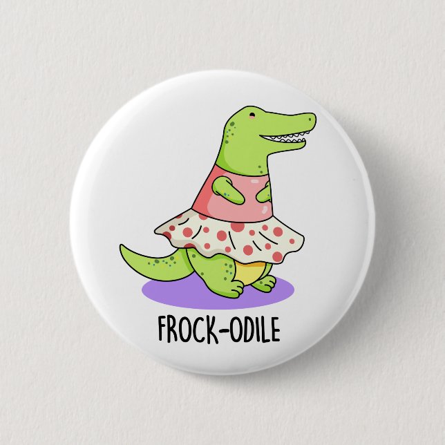 Frock-odile Funny Crocodile Pun Knapp (Framsida)
