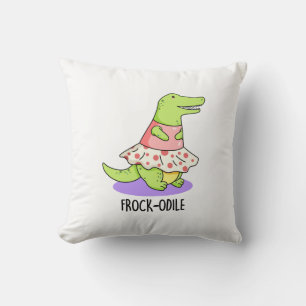 Frock-odile Funny Crocodile Pun Kudde