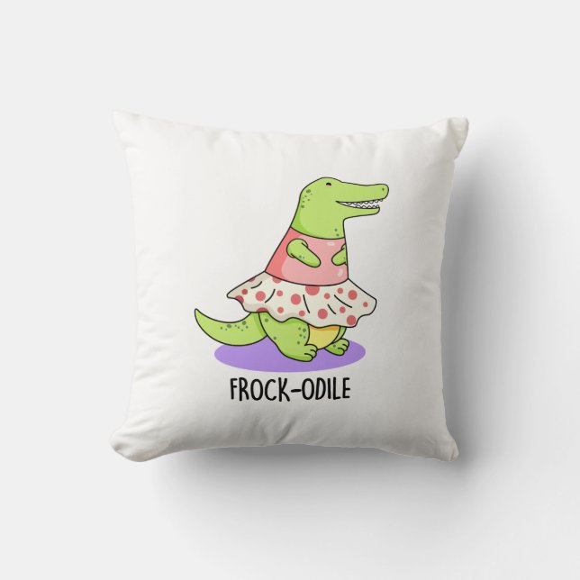 Frock-odile Funny Crocodile Pun Kudde (Framsida)