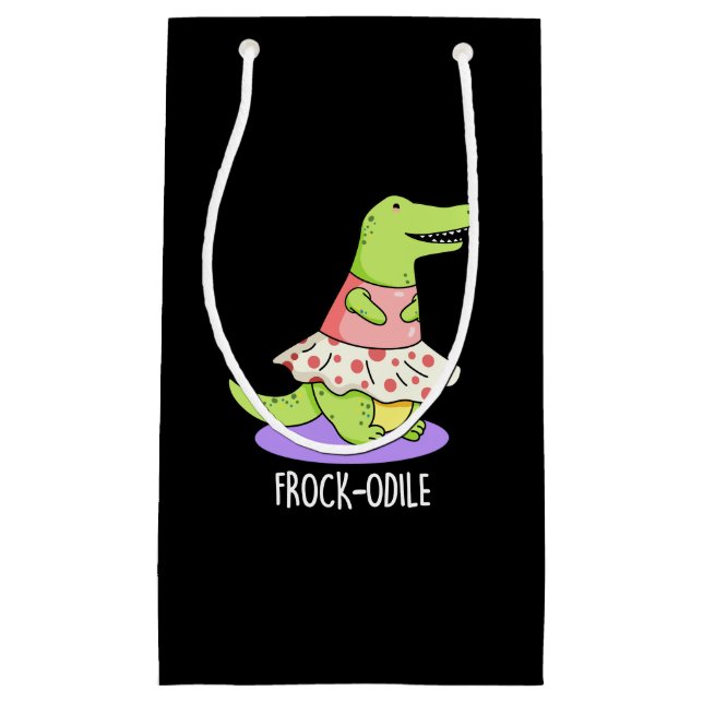 Frock-odile Funny Crocodile Pun Mörk BG (Framsidan)