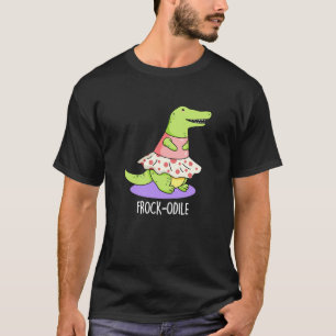 Frock-odile Funny Crocodile Pun Mörk BG T Shirt