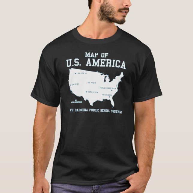 Fröcken South Carolina karta av US Amerika T-shirt (Framsida)