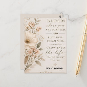 Frodas där du är planterad – minimalistisk blomste vykort
