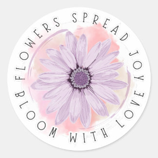 Frodas med glädje – Blommig Sticker Runt Klistermärke