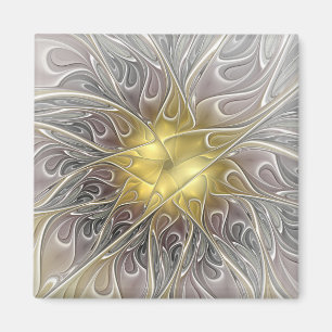 Frodas med guld Modern abstrakt fraktal blomma Magnet