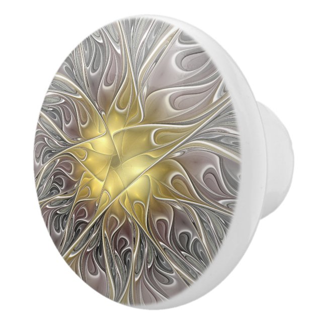 Frodas med guld Modern abstrakt fraktalblomma Knopp (Höger)