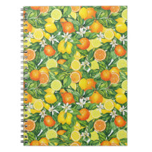 Frodig akvarell Citrusfrukt Spiral Foto anteckning