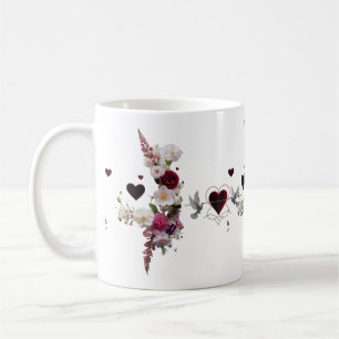 Frodig blommig kluster sammets hjärtan klassisk mu kaffemugg