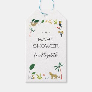 Frodig djungelbaby shower presentetikett