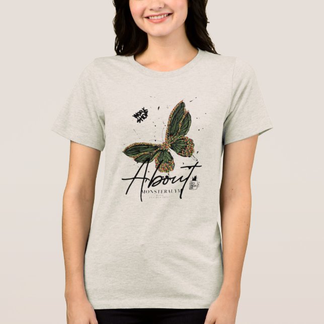 “Frodig Flykt” “Botanisk Fjäril” “Smaragdvit T Shirt (Framsida)