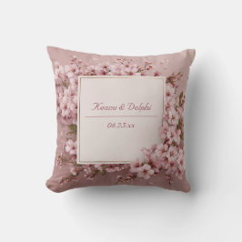 Frodig Full Frame Rosa Körsbärsblomning Guld Kant Kudde