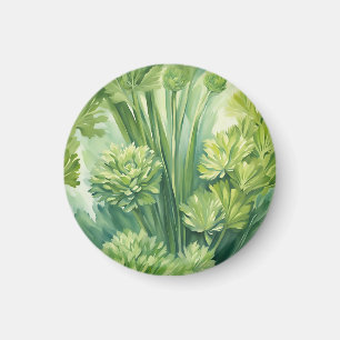Frodig grön botanisk mönster av selleri magnet