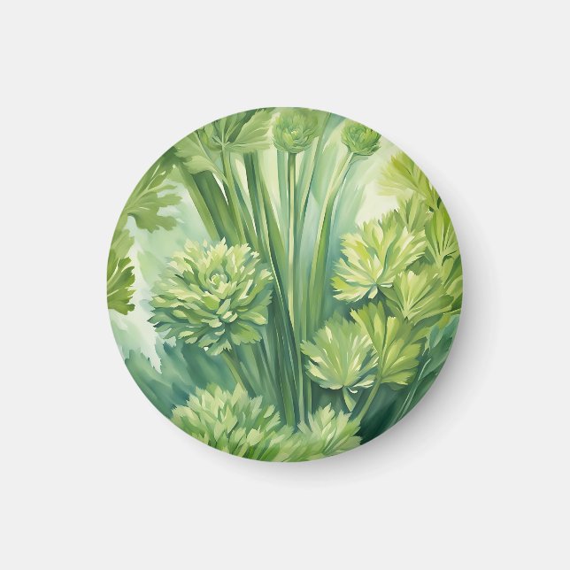 Frodig grön botanisk mönster av selleri magnet (Framsidan)