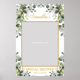 Frodig grönskande lövverk eukalyptus och guld foto poster