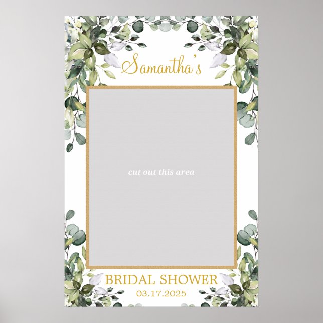 Frodig grönskande lövverk eukalyptus och guld foto poster (Framsidan)