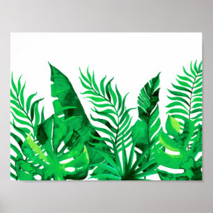 Frodig grönt - tropisk lövverk för vattenfärgen - poster