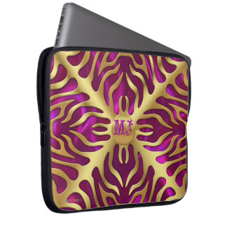 Frodig laptop sleeve för guld- satäng för tiger