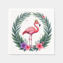 Frodig Lövrik | Elegant Rosa Flamingokrona Tropisk