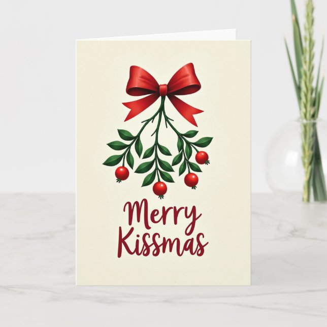 Frodig Mistel Jul Kissmas Kärlekskort Kort (Framsida)