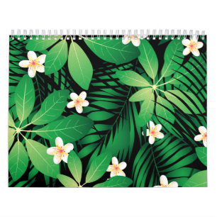 Frodig skog för tropisk plumeria kalender
