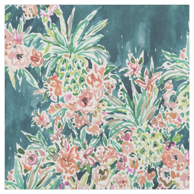 Frodig tropisk Boho för ANANASPARTY blommigt Tyg (Provkarta)