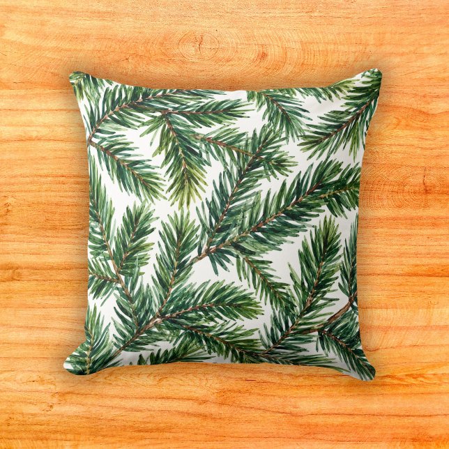 Frodig vintergrön douglasgranbladsmönster kudde (Skapare uppladdad)