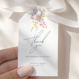 Frodiga Blå Boho Vilda Blommor Elegant Bröllop Presentetikett
