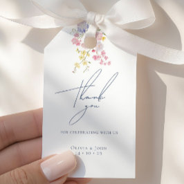 Frodiga Blå Boho Vilda Blommor Elegant Bröllop Presentetikett