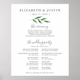 Frodiga blad Elegant bröllopsceremoni Program skyl Poster