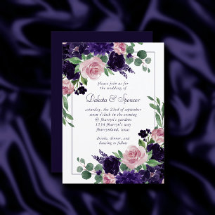 Frodiga Blommor Bouquet med lila och rosa rosor Inbjudningar