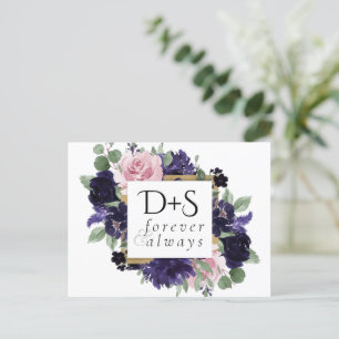 Frodiga Blommor Lila och Rosa Rosor Spara Datum Meddelande Vykort