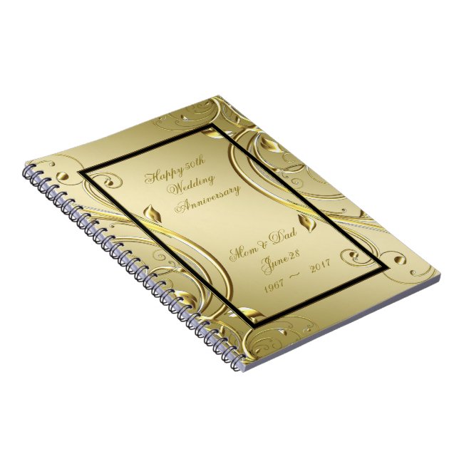 Frodiga Guld Svarta 50-års bröllopsdag Anteckningsbok (Högra Sidan)