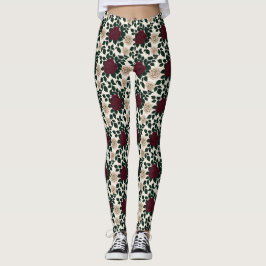 Frodiga röda och burgunderfärgade rosor med mörkgr leggings