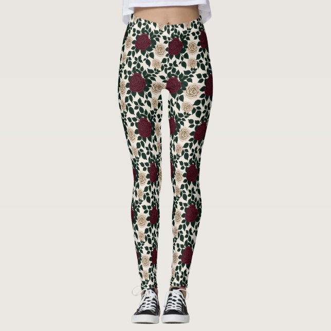 Frodiga röda och burgunderfärgade rosor med mörkgr leggings (Framsida)