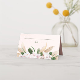 Frodiga Rosa och Guld Vattenfärg Blommor Placeringskort