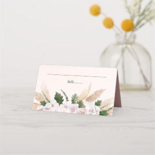 Frodiga Rosa och Guld Vattenfärg Blommor Placeringskort