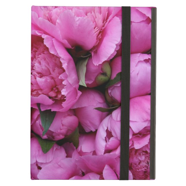 Frodiga rosa pionblommor fodral för iPad air (Framsidan Closed)