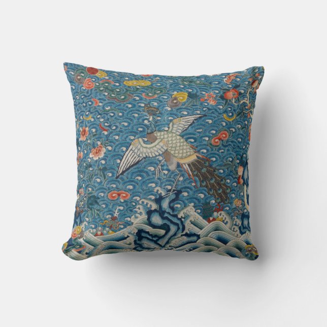 Frodigt emblem för Qing dynasti med påfågeln Kudde (Framsida)