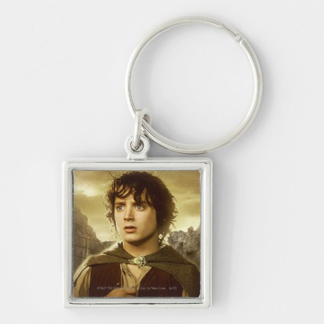 FRODO™ Golden Fyrkantig Silverfärgad Nyckelring (Framsidan)